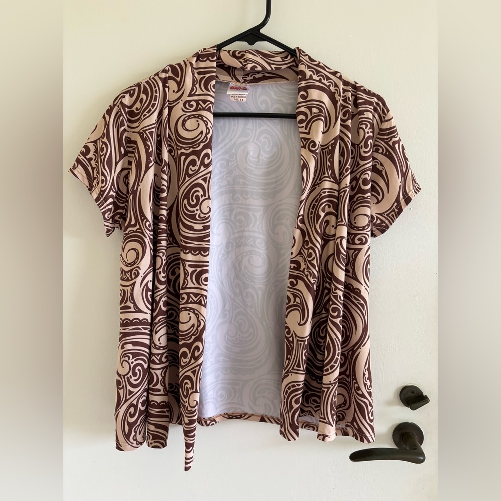 Hula Bay open front short sleeve cardigan small spring summer Hawaii